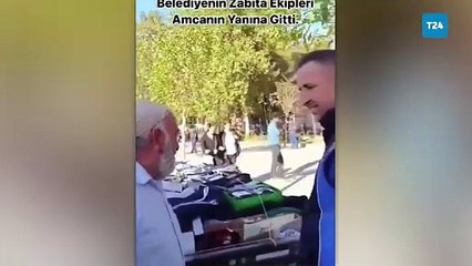 AKP’lilere CHP’yi şikâyet eden seyyar satıcı, zabıtaları görünce yan çizdi