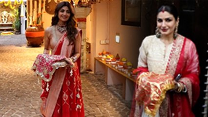 Karwa Chauth 2024: Shilpa Shetty and Raveena Tandon Karwa Chauth Look Viral, कौन लगा Best...|
