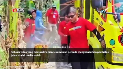 Viral Rombongan Sound Horeg Hancurkan Tembok Pembatas Jalan