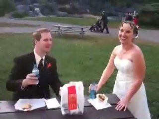 Casey and Celeste Clay eating McDonald's minutes before their wedding.