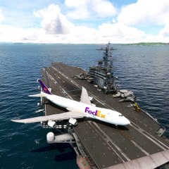 ¡Qué loco! El Boeing 747 de FedEx despega peligrosamente de un portaaviones