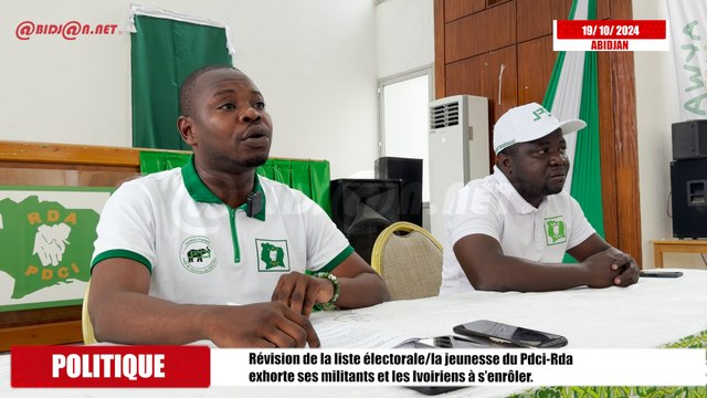 Révision de la liste électorale - la jeunesse du Pdci-Rda exhorte ses militants et les ivoiriens à s’enrôler