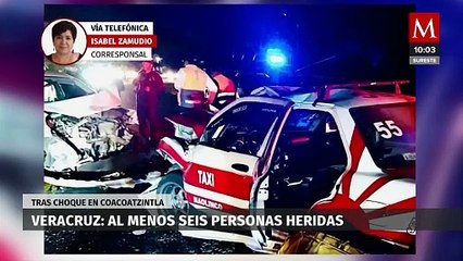 Seis lesionados por accidente entre taxi y automóvil de refrescos en Veracruz
