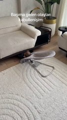 Kayıp koltuğun altına giren ufaklığın durumu gayet doğal karşılayıp sesini çıkartmaması