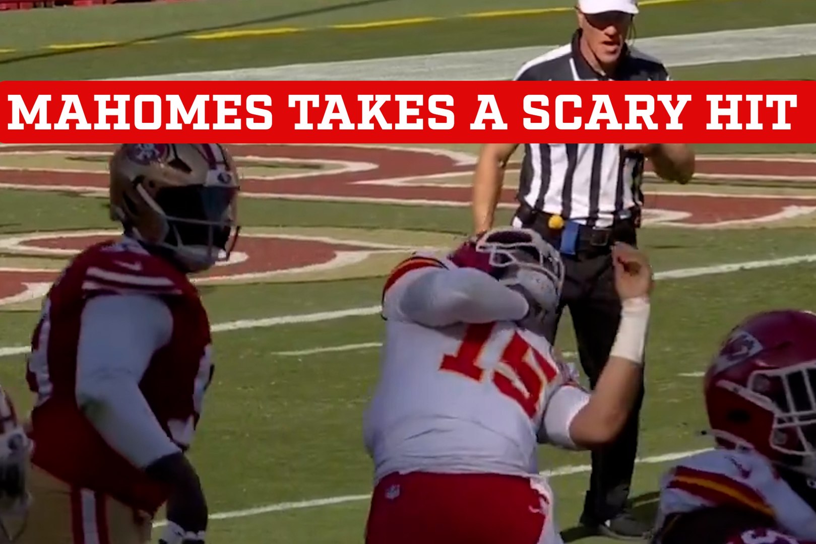 Patrick Mahomes takes a scary hit to the neck during a dead ball play