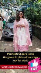Parineeti Chopra looks Gorgeous in pink suit as steps out for work