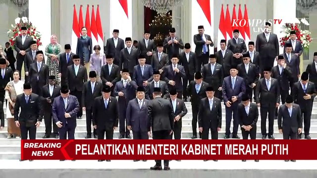 Usai Dilantik, 48 Menteri Berfoto Bersama Presiden Prabowo dan Wapres Gibran di Istana