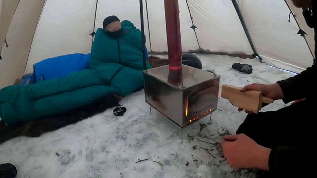 Extreme Winter Camping in Alaska (-26C) Backcountry Hot Tent Camping with Kids