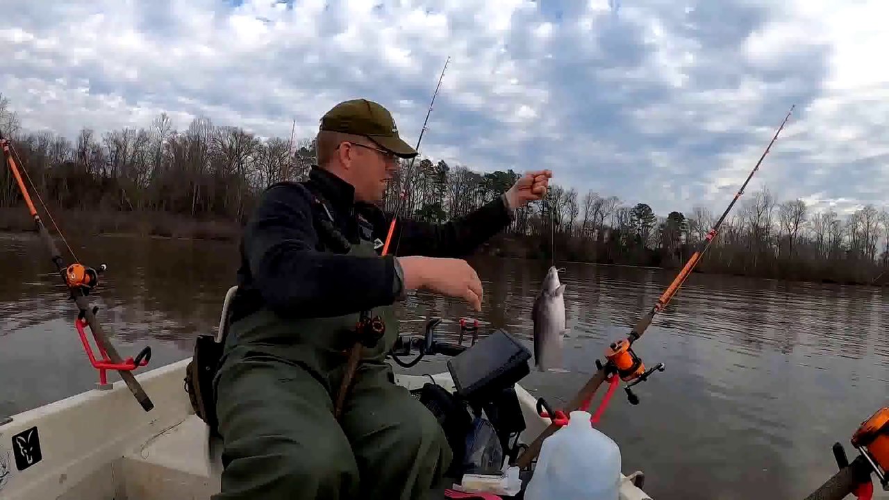 Winter Camping on Modified Skiff - Fishing Catch & Cook and Catfishing Remote Rivers