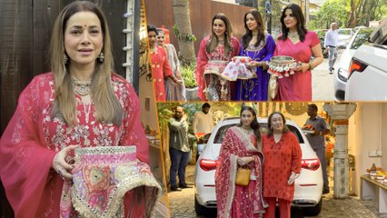 Bollywood Wives Arrive At Sunita Kapoor's House To Celebrate Kawra Chauth!