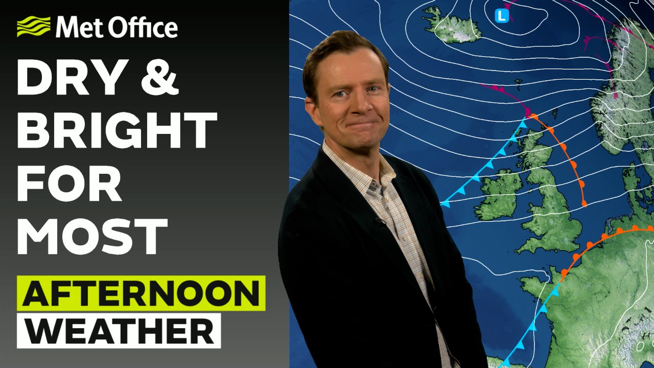 Met Office Monday afternoon weather forecast 21/10/2024 - Showers up north, drier further south