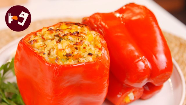 PIMIENTOS asados RELLENOS de ARROZ y POLLO: una receta RICA y SALUDABLE que nunca falla