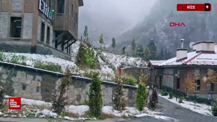 Rize'de Ayder Yaylası, yağan karla beyaza büründü