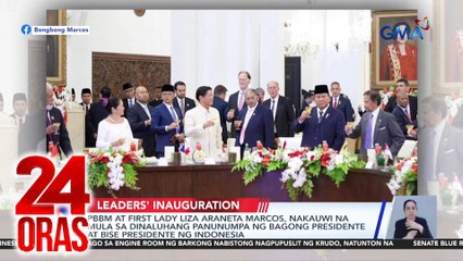 PBBM at First Lady Liza Araneta-Marcos, nakauwi na mula sa dinaluhang panunumpa ng bagong presidente at bise presidente ng Indonesia | 24 Oras