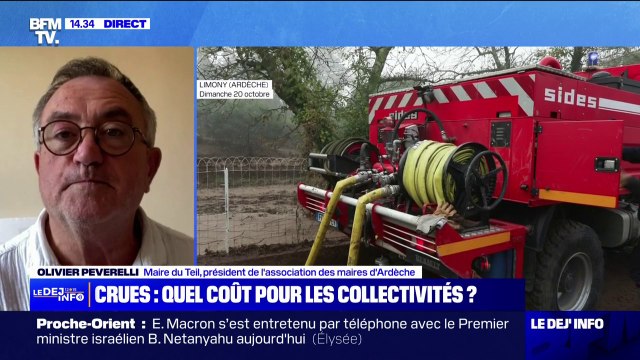 Crues: C'est une catastrophe humaine et, en plus, ça va être une catastrophe financière , affirme Olivier Peverelli, président de l'association des maires d'Ardèche