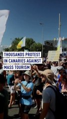 Thousands protest in Canaries against mass tourism