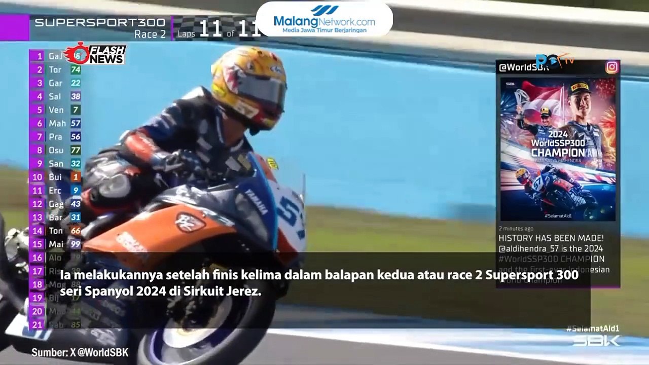 Aldi Mahendra, Pembalap Indonesia Pertama Juara World Super Sport 300