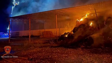 Un incendio arrasa un cebadero de terneros en un pueblo de Toledo