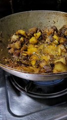 cooking pork meet in nepali style 