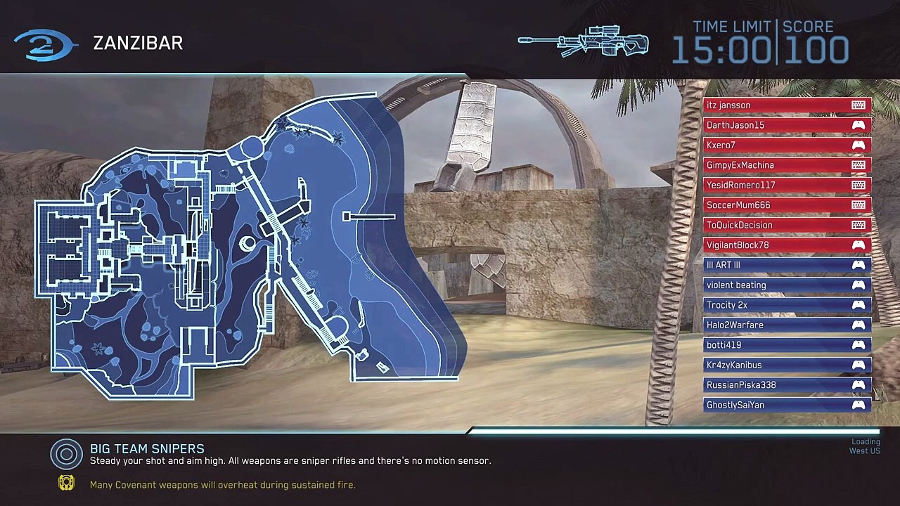 Halo 2 Classic Big Team - Big Team Snipers on Zanzibar Multiplayer Gameplay
