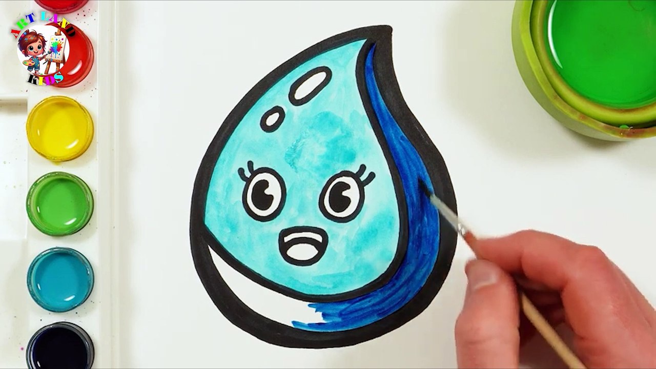 Drawing and Coloring a Cute Water Drop for Kids - Fun and Easy Tutorial