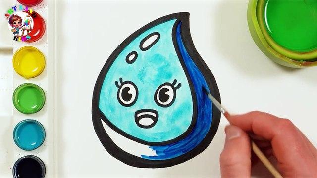 Drawing and Coloring a Cute Water Drop for Kids - Fun and Easy Tutorial