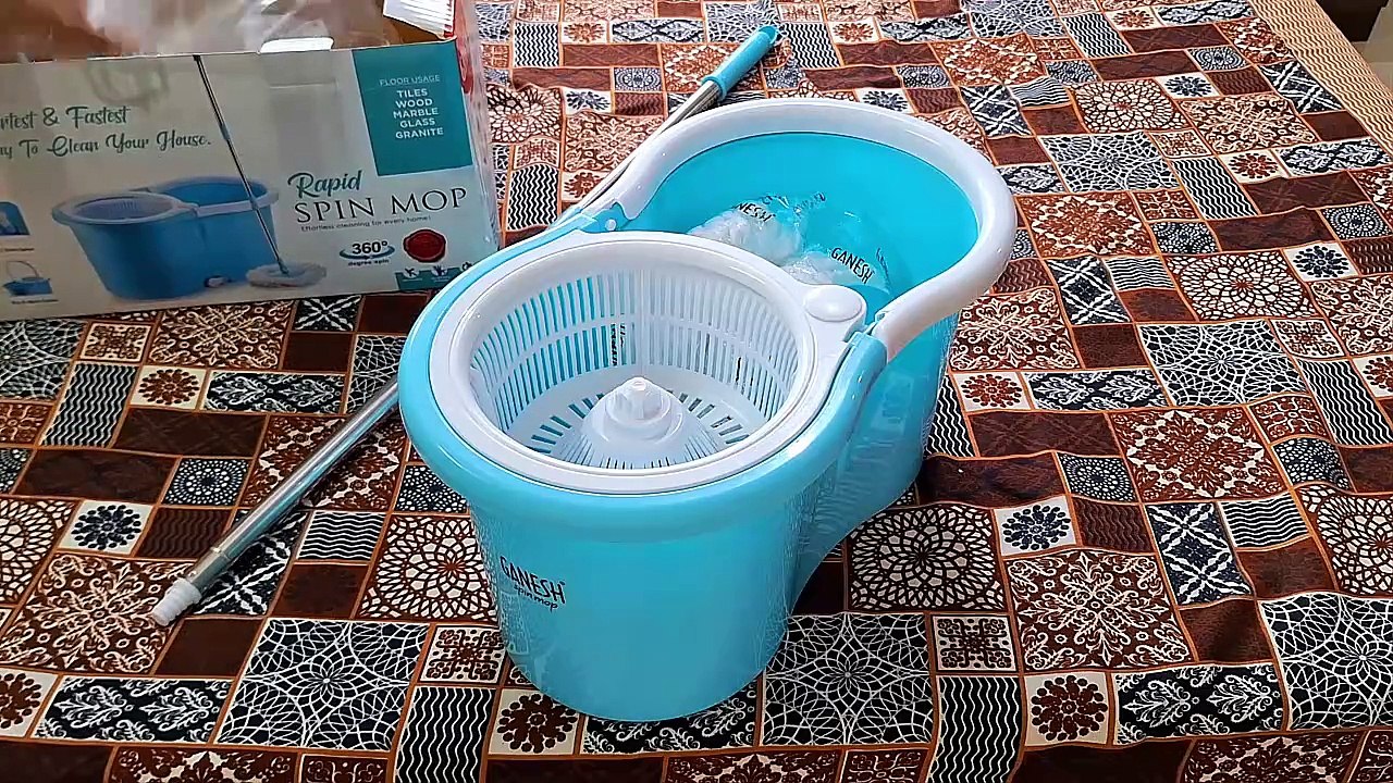Unboxing and Review of Ganesh Rapid Plastic Spin Mop, Round Plastic Bucket Floor Cleaning Mop with Bucket