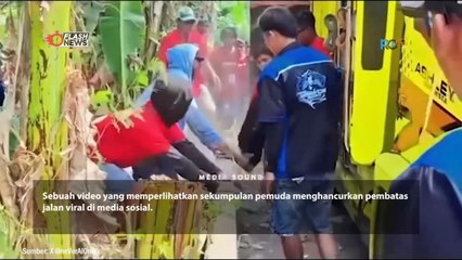 Viral Rombongan Sound Horeg Hancurkan Tembok Pembatas Jalan
