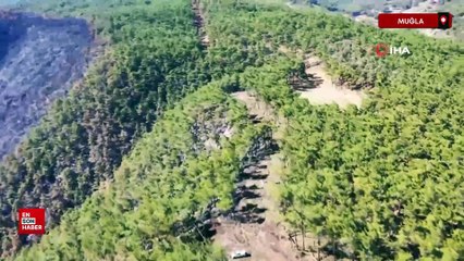 Gökova'da alevlerin önünü kesmek için 6,5 kilometre yangın şeridi açıldı