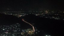 Night view of the flight landing time