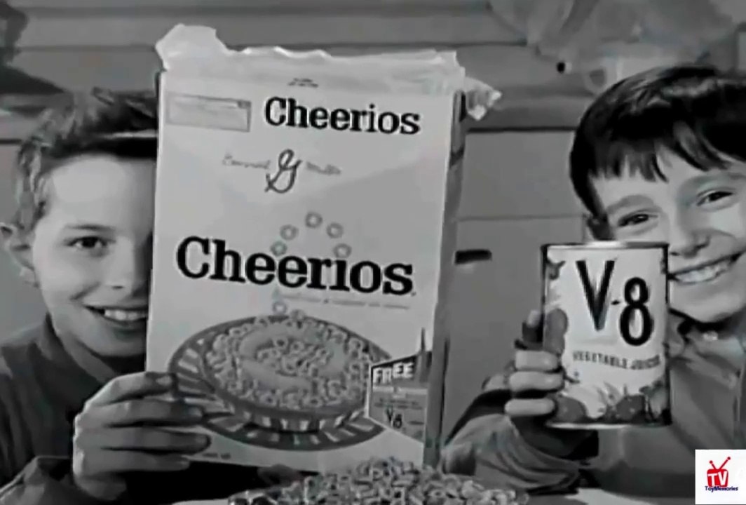 1960s JUNIOR ASTRONAUTS - breakfast of Cheerios and V8 juice  TV commercial