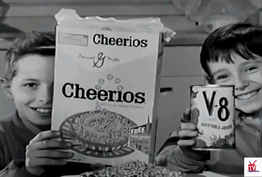 1960s JUNIOR ASTRONAUTS - breakfast of Cheerios and V8 juice TV commercial