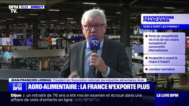 Jean-François Loiseau (Association nationale des industries alimentaires), sur la chute des exportations agro-alimentaires françaises: Nous avons en France un carcan administratif beaucoup trop important