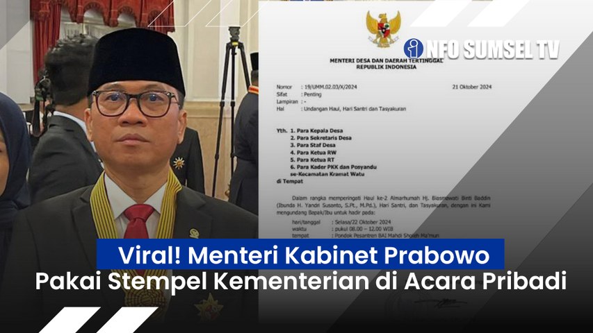 Baru Sehari Dilantik, Menteri Kabinet Prabowo Bikin Ulah, Gelar Acara Pribadi Pakai Kop Surat dan Stempel Resmi Kementrian