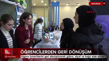 Erzurum'da ortaokul öğrencileri sigara izmaritlerini dönüştürdü
