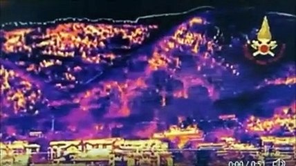 Le impressionanti immagini dell'incendio dell'Aquila con la termocamera