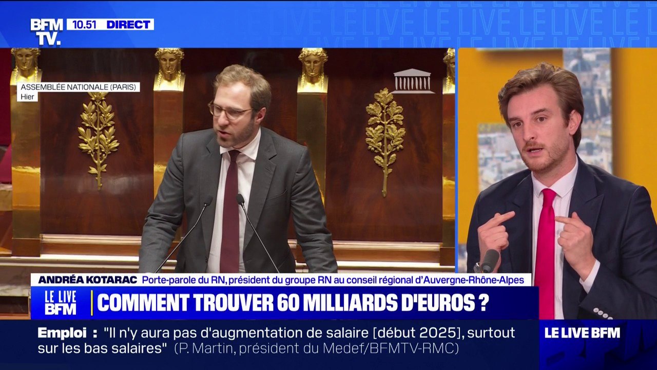 Andréa Kotarac (RN), sur le vote du budget: "La proposition du gouvernement Barnier, ce n'est pas un budget de rupture, c'est une continuité évidente"
