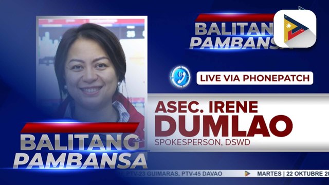 Panayam kay DSWD Spokesperson Asec. Irene Dumlao kaugnay sa pamamahagi ng tulong sa mga naapektuhan ng Bagyong Kristine