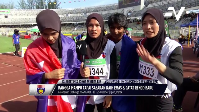 Kuartet MSS Johor catat rekod baru 4x100m wanita B18