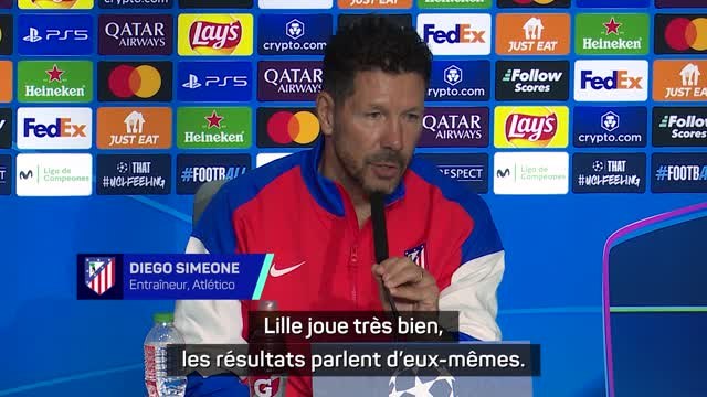 Atlético - Simeone : Lille propose un football attractif, courageux