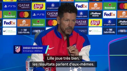 Atlético - Simeone : "Lille propose un football attractif, courageux"