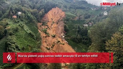Rize'de heyelan:  13 ev tahliye edildi