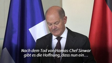 Scholz: Sinwar-Tod lässt "Waffenstillstand näher rücken"