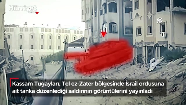 Kassam Tugayları, İsrail ordusuna ait tanka düzenlediği saldırının görüntülerini yayınladı