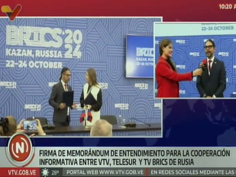 Rusia | VTV, TeleSUR y TV BRICS firman memorándum de cooperación en comunicación