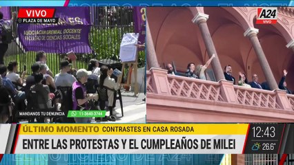  ENTRE PROTESTAS Y EL CUMPLEAÑOS DE JAVIER MILEI