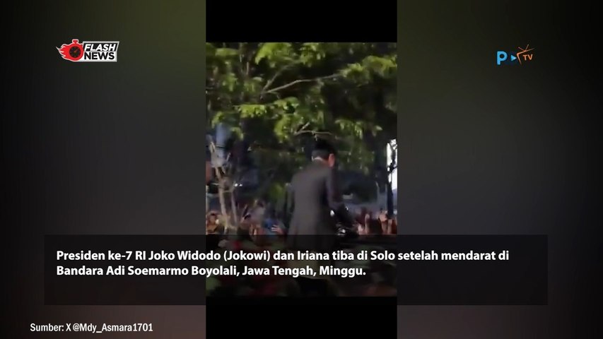 Kepulangan Jokowi ke Solo Disambut Meriah dan Bagikan Kaos