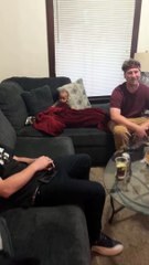 Baby boy is giving visitors dirty looks!