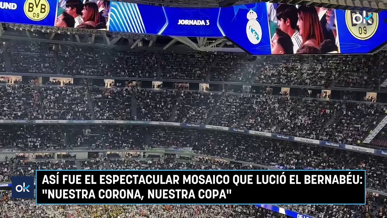 Así fue el espectacular mosaico que lució el Bernabéu: "Nuestra corona, nuestra copa"