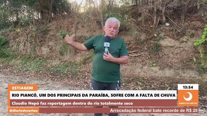 Leito do Rio Piancó encontra-se totalmente seco e falta d’água afeta animais da região